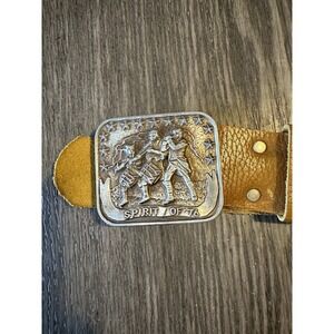 Vintage Spirit Of 76 Belt Buckle With Genuine Leather Belt. 32" Long‎